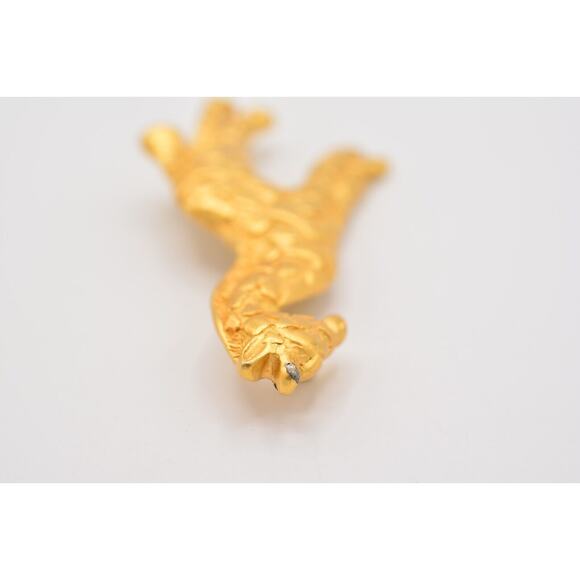 Vintage Large Giraffe Pin Brooch Brushed Gold Chunky Animal Zoo Bold 1980s BinAH - Picture 7 of 12